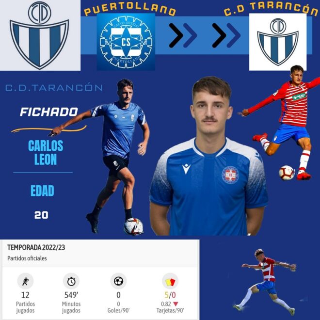Decima quinta confirmación en el CD Tarancón para la próxima temporada, Carlos León, se compromete con el equipo blanquiazul