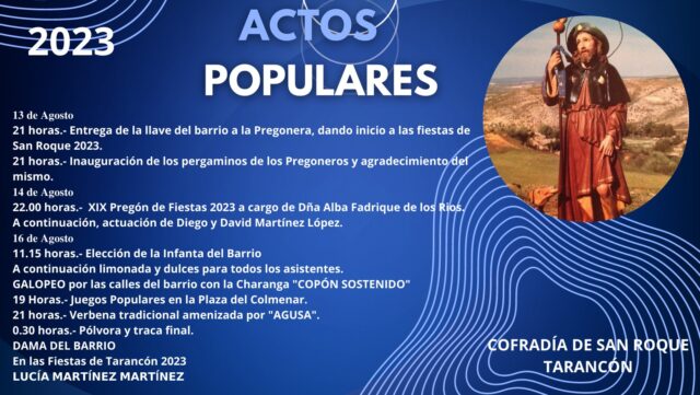 El Barrio de San Roque de Tarancón celebra sus fiestas los actos comienzan hoy con el pregón que ofrecerá Alba Fadrique