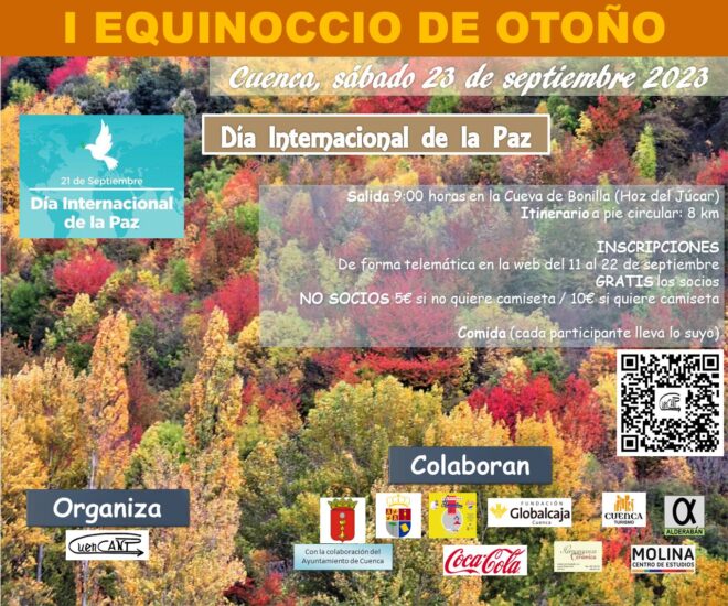 El sábado 23 de septiembre se desarrollará el I EQUINOCCIO DE OTOÑO. Actividad organizada por la Asociación Cultural “CuenCANP” dentro del Programa “Naturaleza y Patrimonio. 6ª edición”.