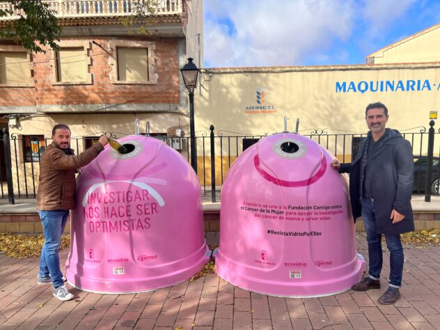 La campaña “Recicla vidrio por ellas” en favor de la lucha contra el cáncer de mama llegan a Iniesta y Quintanar del Rey
