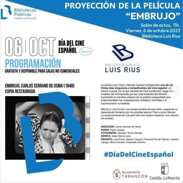 La biblioteca Luis Ruis de Tarancón se une este viernes 6 de octubre a la celebración del Día del Cine Español con dos proyecciones