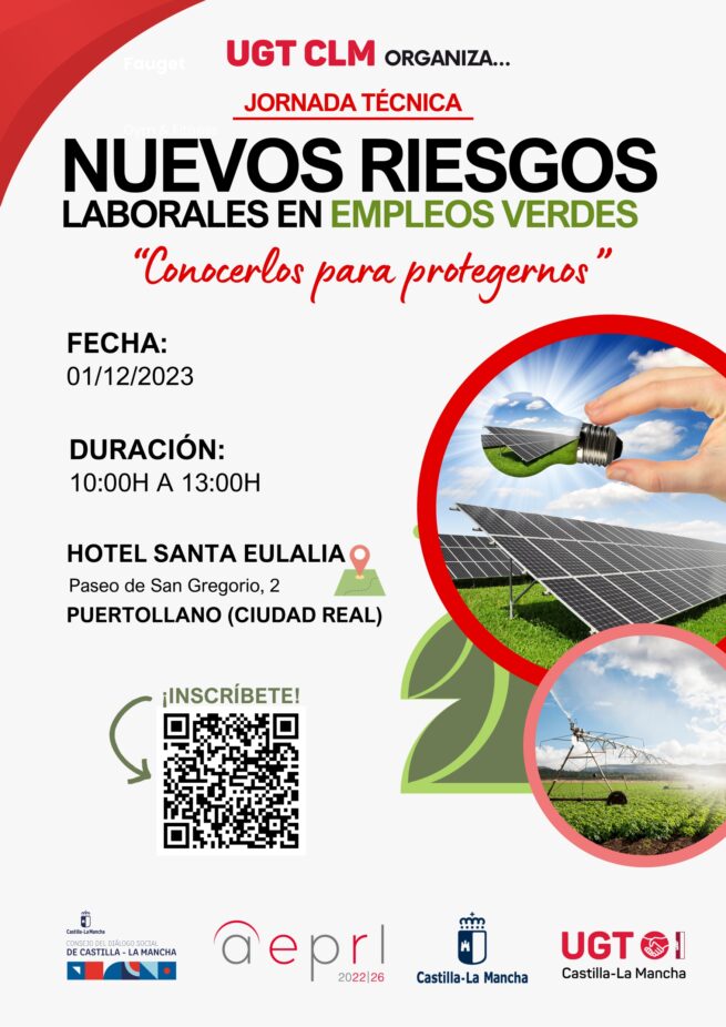 UGT CLM organiza la jornada “Nuevos riesgos laborales en empleos verdes. Conocerlos para protegernos”