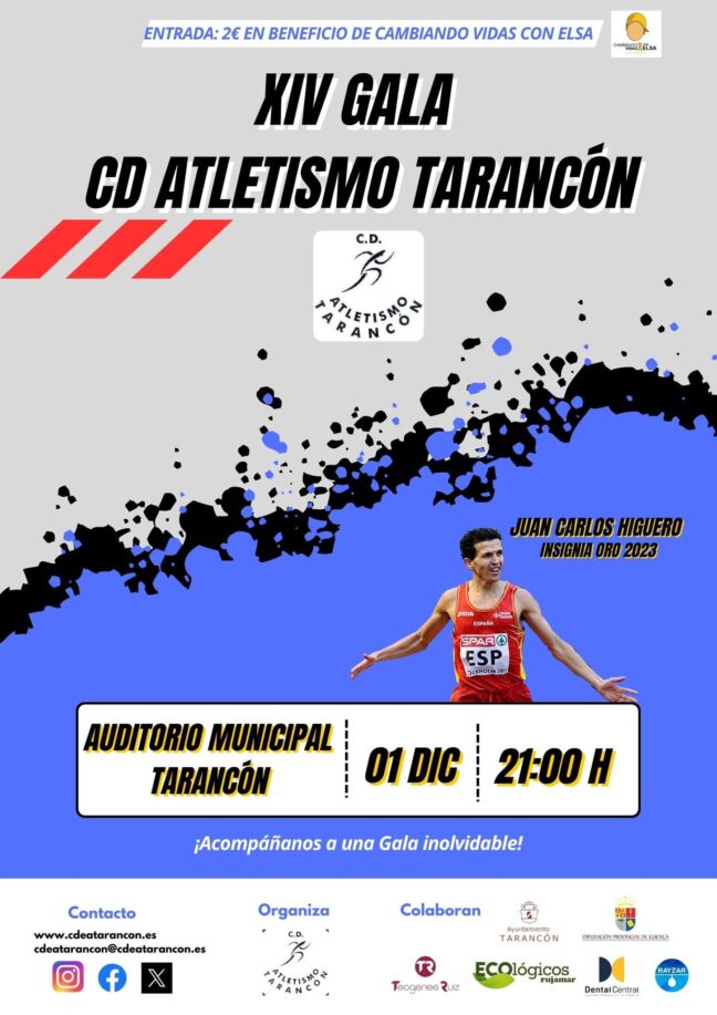 La habitual Gala de Atletismo en Tarancón ya tiene fecha, será el día 1 de diciembre en el Auditorio de la ciudad