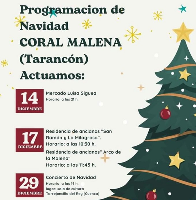 La Coral Malena de Tarancón anuncia varias actuaciones navideñas en los próximos días