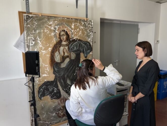 El taller de restauración de la Diputación de Cuenca trabaja en la recuperación de cinco obras pictóricas de la provincia
