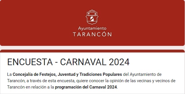 El Ayuntamiento de Tarancón invita a la participación ciudadana en la Evaluación de la Programación de Carnaval 2024