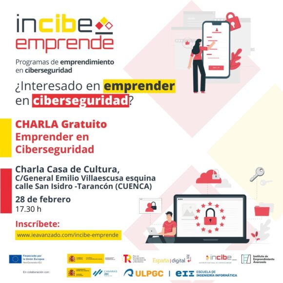 Tarancón acoge una charla gratuita sobre Emprender en Ciberseguridad: Una iniciativa financiada por la Unión Europea a través de los Fondos New Generation