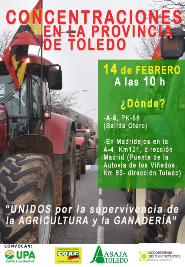 ASAJA, COAG, UPA y Cooperativas Agro-alimentarias de Castilla-La Mancha piden unidad de acción para defender los intereses de agricultores y ganaderos