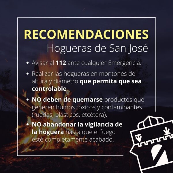 El Ayuntamiento de Tarancón pide extremar la precaución ante la celebración de las Hogueras del Día de San José