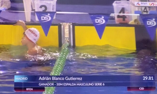 El joven nadador taranconero Adrián Blanco Gutiérrez, se proclama Campeón de España en la categoría alevín de 50 metros espalda