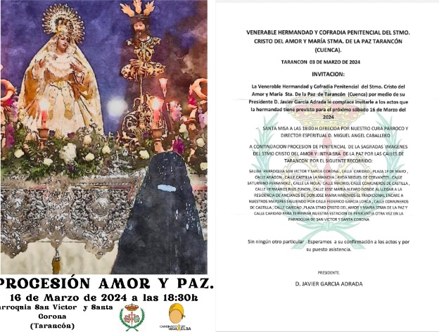 La Hermandad del Stmo. Cristo del Amor y María Stma. de la Paz anuncia su procesión penitencial este sábado 16 de marzo