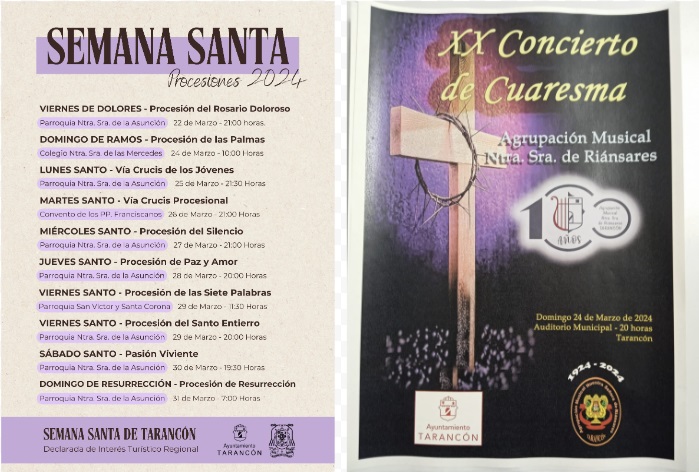 Comienzan este fin de semana los actos de la Semana Santa de Tarancón con el Pregón a cargo de Fco. Valentín Luna de la Ossa