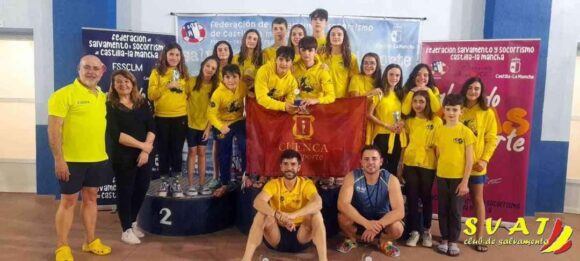 Los socorristas del SVAT Gonzalo Sánchez Abarca (Infantil) y Lucas Cañada Lorca (Cadete) los mejores en su categoría del Campeonato Regional de Salvamento y Socorrismo disputado en Cuenca el fin de semana.
