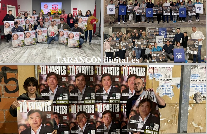 Arranca la campaña electoral en Tarancón de cara a las Elecciones Europeas con la tradicional pegada de carteles