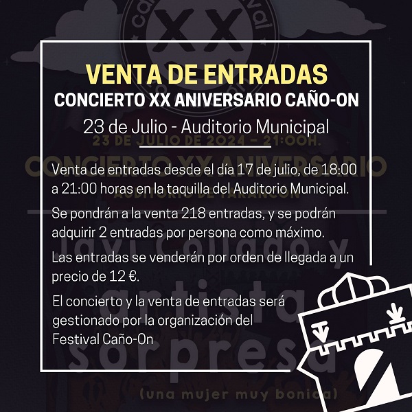 A la venta las entradas para el Concierto XX Aniversario de Caño-On