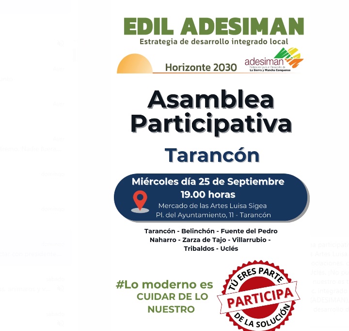 El Ayuntamiento de Tarancón convoca una asamblea participativa para el desarrollo comarcal