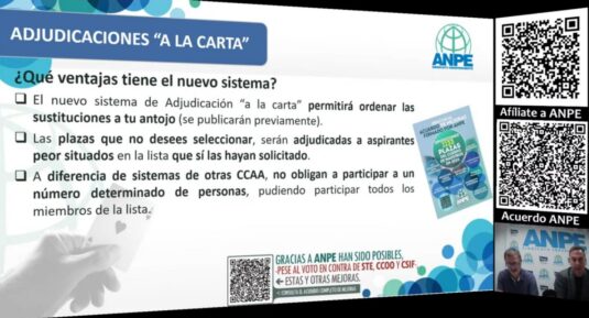 Se pone en marcha el nuevo sistema de adjudicación de sustituciones “a la carta», fruto del acuerdo de mejoras firmado por ANPE, del que se podrán beneficiar miles de docentes interinos de la región