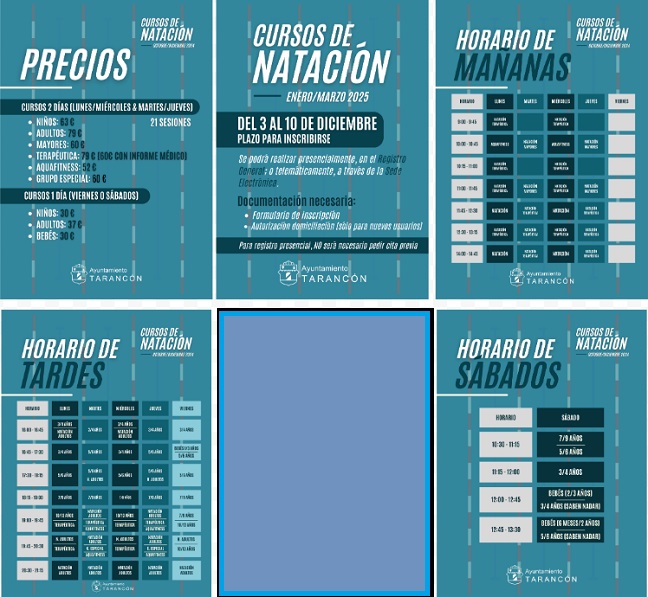 La inscripción al segundo trimestre de los cursos de natación de la piscina municipal de Tarancón estará abierta del 3 al 10 de diciembre