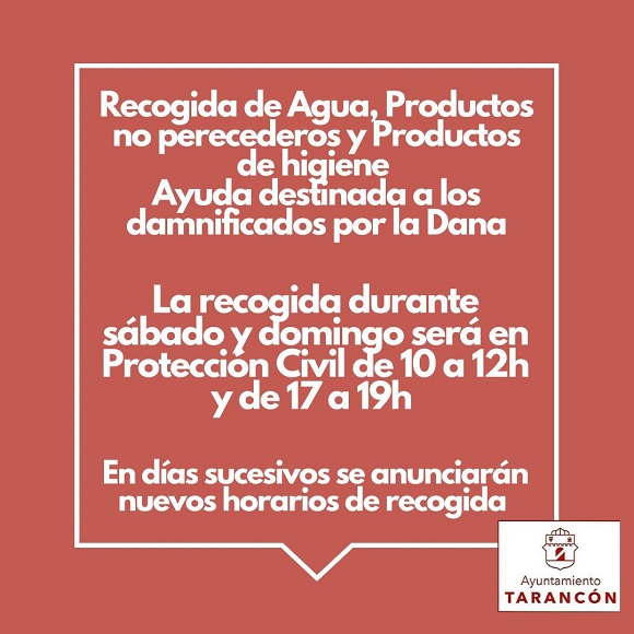 El Ayuntamiento de Tarancón lanza una campaña de recogida de ayuda para los afectados por la DANA