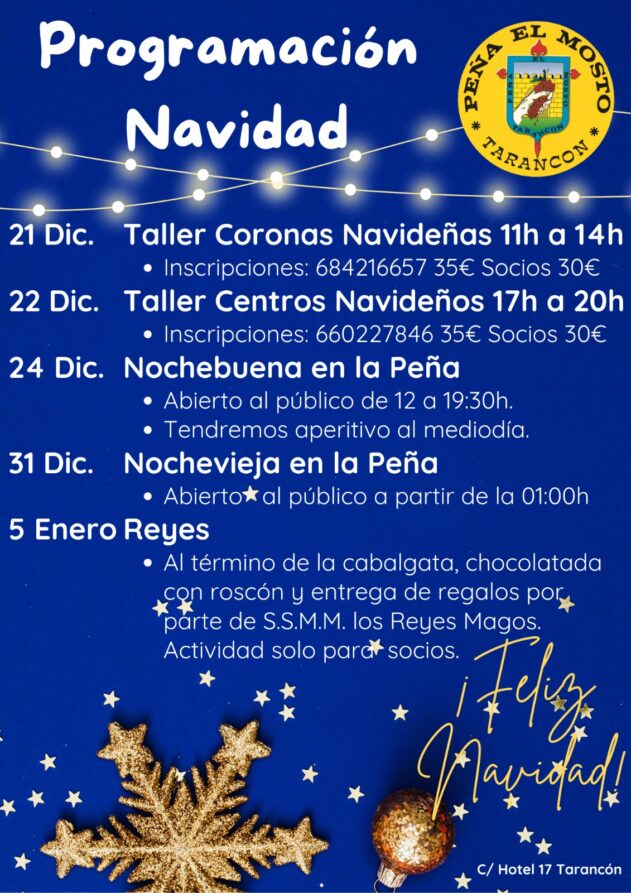 La Peña El Mosto de Tarancón presenta su programación navideña cargada de actividades festivas