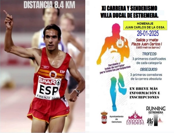 Nuevo reconocimiento al atleta taranconero Juan Carlos de la Ossa “Tete” por su dilatada y exitosa carrera deportiva. Sera el próximo domingo en la localidad madrileña de Estremera.