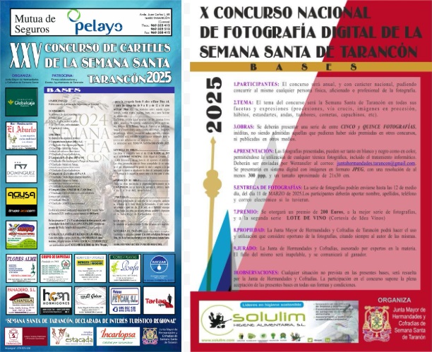 Convocados los concursos de Cartel Anunciador y Fotografía de la Semana Santa de Tarancón 2025