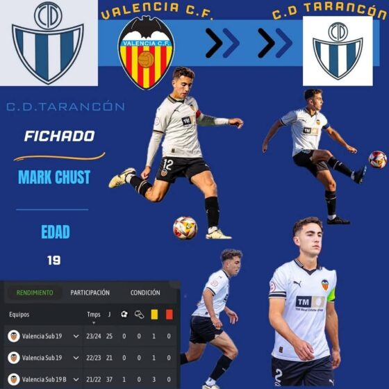 Valencianista, formado en la cantera “che” hermano de Víctor Chust se incorpora al CD Tarancón. Ultima fichaje en el mercado de invierno.