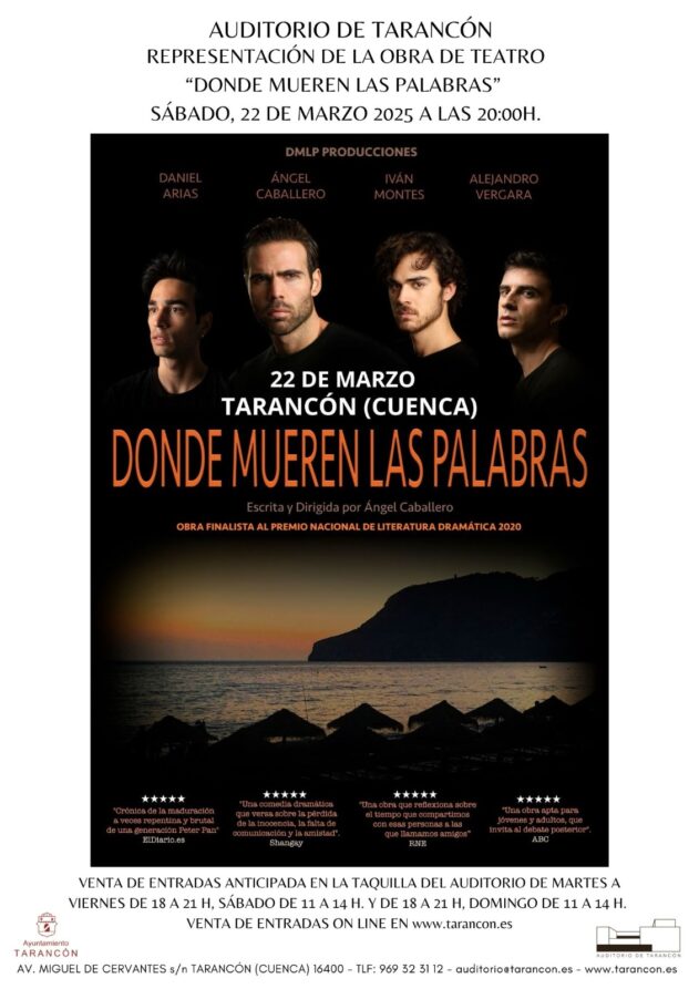 «Donde mueren las palabras» llega este sábado al Auditorio de Tarancón