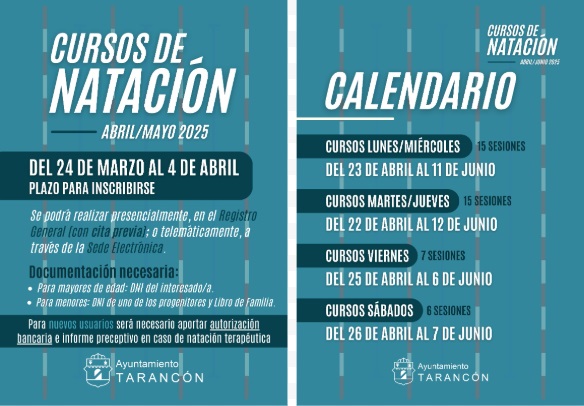 La inscripción al tercer trimestre de los cursos de natación de la piscina municipal de Tarancón estará abierta del 24 de marzo al 4 de abril