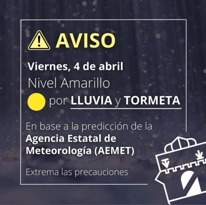 El Ayuntamiento de Tarancón alerta sobre el nivel amarillo por lluvias y tormentas