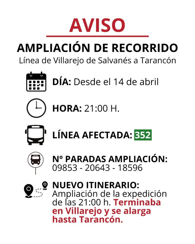 El Ayuntamiento valora la ampliación de servicios de autobús entre Madrid y Tarancón