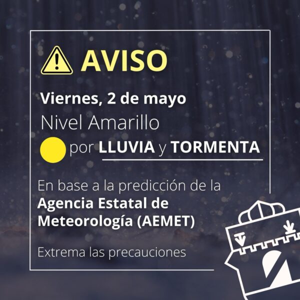 Aviso de Nivel Amarillo en Tarancón por lluvias y tormentas este viernes 2 de mayo