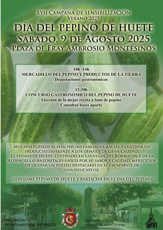Día del Pepino de Huete: sábado 9 de agosto de 2025