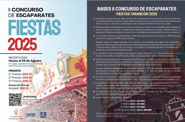 Abierto el plazo de inscripción para el II Concurso de Escaparates de las Fiestas Patronales de Tarancón 2025