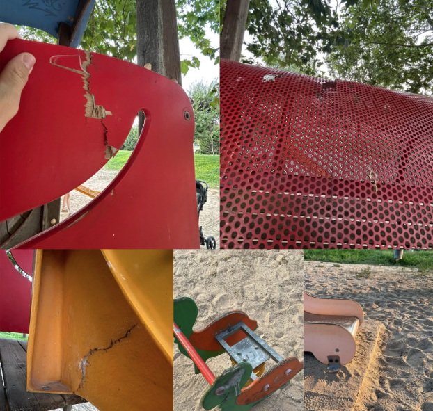Quejas vecinales por el mal estado de los elementos de juego infantiles en el Parque de la Juventud de Tarancón