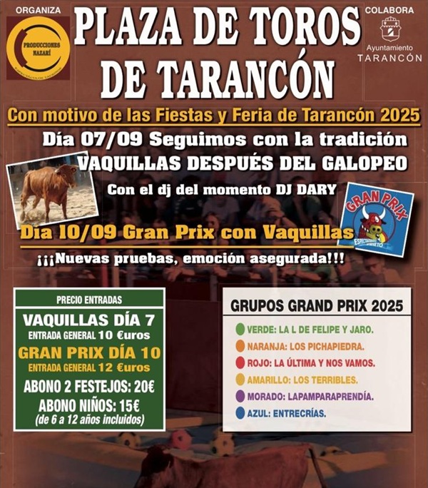 La Plaza de Toros de Tarancón acogerá festejos taurinos y el Gran Prix en las Fiestas y Feria 2025
