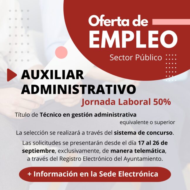 El Ayuntamiento de Tarancón abre proceso selectivo para una plaza de Auxiliar Administrativo