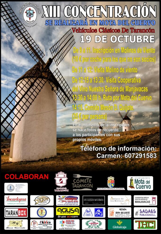 La Asociación de Vehículos clásicos de Tarancón, celebra su XIII concentración el próximo fin de semana en Mota del Cuervo.