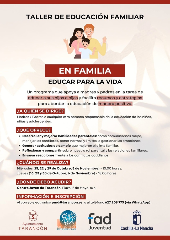 El Ayuntamiento de Tarancón impulsa nuevos talleres de educación familiar este otoño