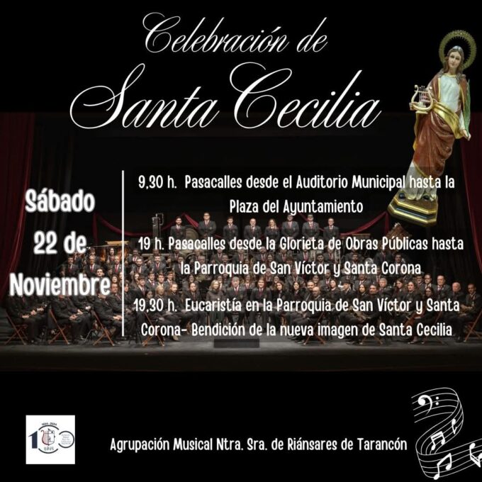 La Agrupación Musical Nuestra Señora de Riánsares de Tarancón celebra Santa Cecilia con pasacalles y la bendición de una nueva imagen