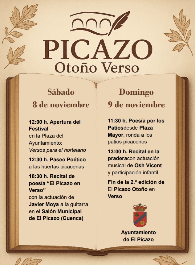 El Picazo (Cuenca) se inunda de versos con la $2.ª$ edición del Festival «Otoño Verso»
