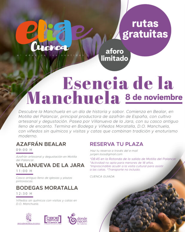 Elige Cuenca repite el sábado 8 de noviembre, un paseo por la «esencia de la manchuela»