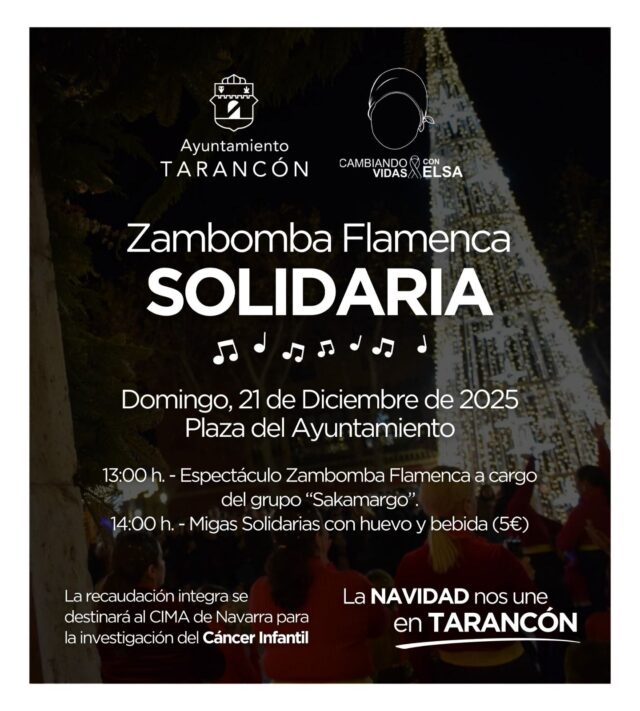 Tarancón celebrará este domingo, 21 de diciembre, una Zambomba Flamenca Solidaria que unirá música, tradición navideña, gastronomía y compromiso social en la Plaza del Ayuntamiento