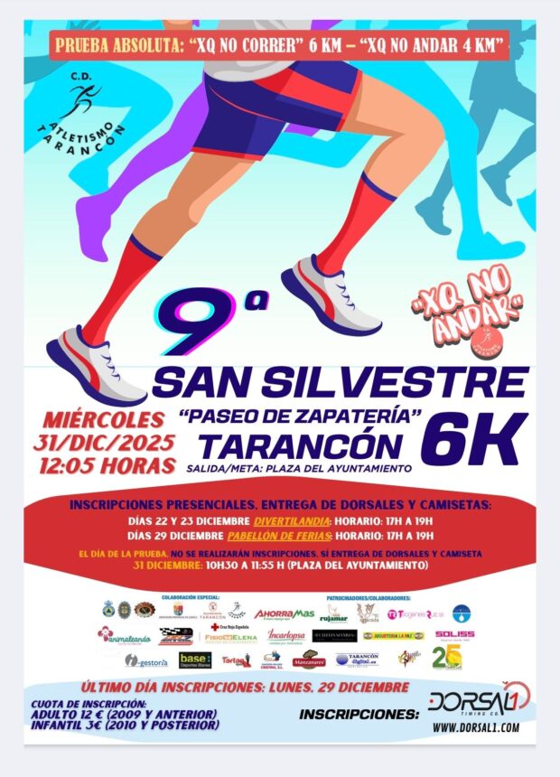 Abiertas las inscripciones para la IX San Silvestres “Paseo de Zapatería” con la que, de la mano del CD Atletismo Tarancón, despide el año deportivo Tarancon