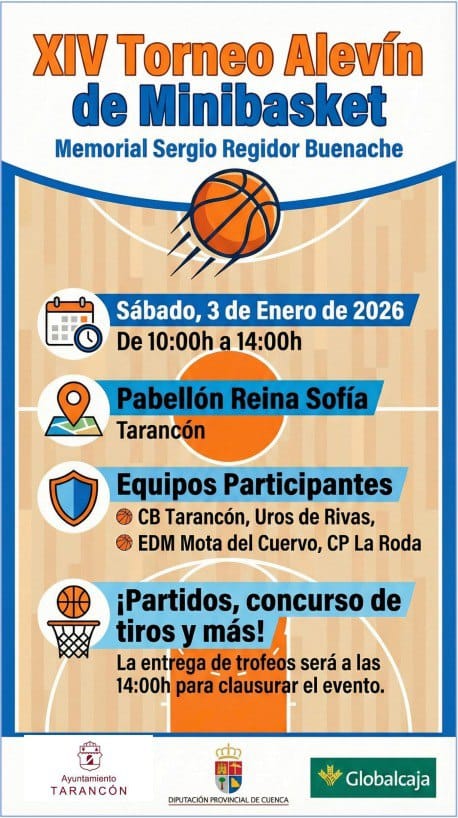 Tarancón acoge este sábado el XIV Torneo Alevín de Minibasket Memorial Sergio Regidor Buenache