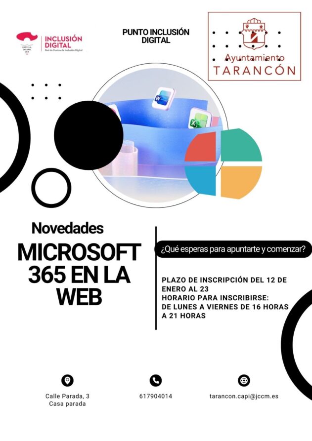 El Punto de Inclusión Digital de Tarancón ofrece un curso sobre novedades de Microsoft 365 en la web