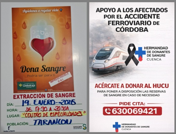 Tarancón acoge una jornada especial de donación de sangre en apoyo a los afectados por el accidente ferroviario de Córdoba