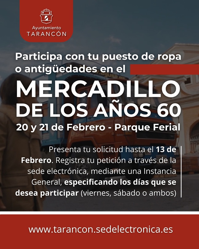 Abierto el plazo para participar en el Mercadillo de los Años 60 de Tarancón