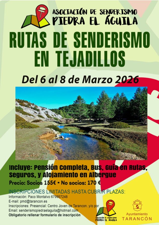 La Asociación de Senderismo Piedra el Águila organiza unas rutas por Tejadillos del 6 al 8 de marzo de 2026