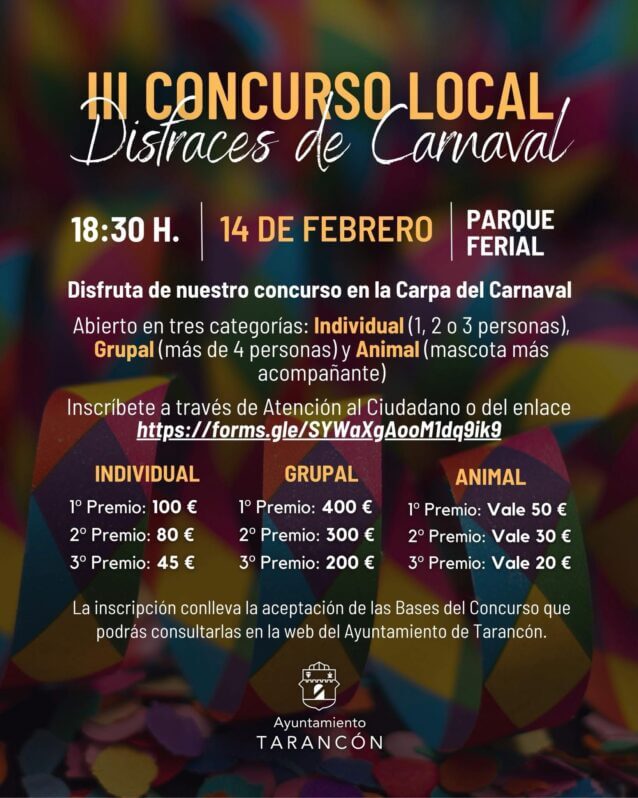 El Ayuntamiento de Tarancón abre las inscripciones para el III Concurso Local de Disfraces